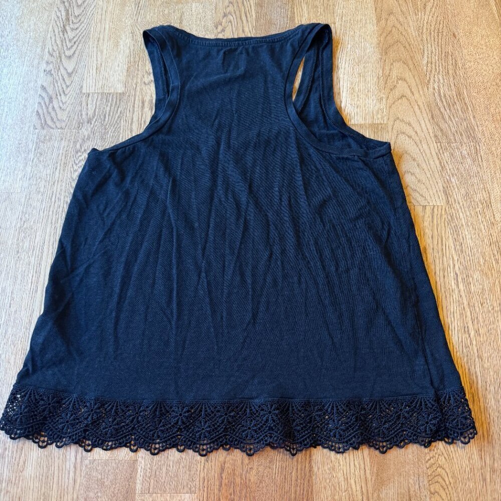 GAP Black Lace Trim Tank Top Hemp Blend Size Small - Picture 4 of 7